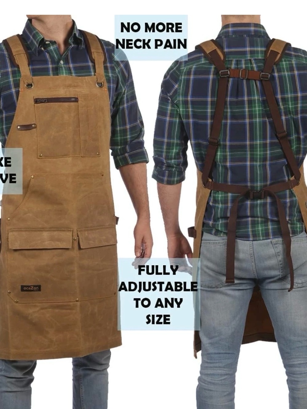 ECOZEN Lifestyle Woodworking Shop Apron Waxed Cotton Canvas Metal Work Welding - Picture 3 of 6